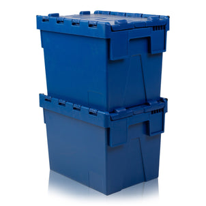 Pack of 2 x 25L Plastic Attached Lid Containers-LH-Blue-LH306P2B-Plastic Box Shop