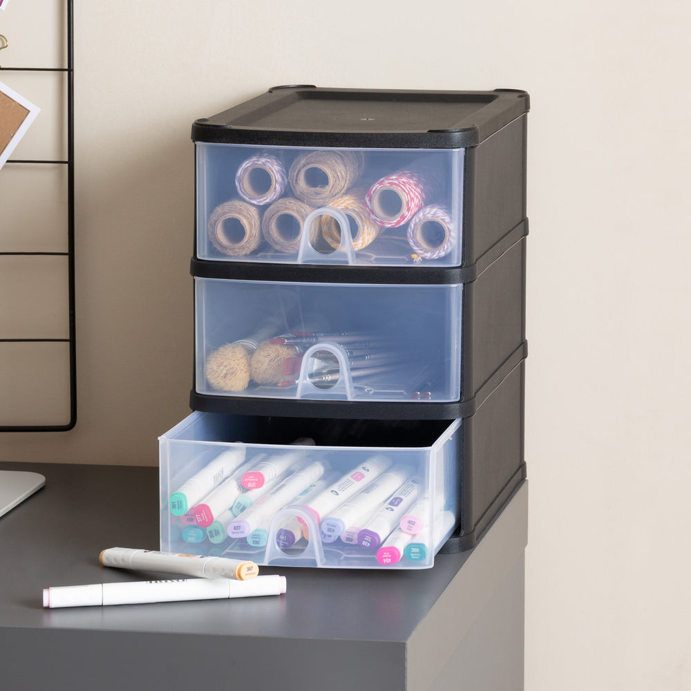 Three Drawer Handi Stackable Modular Drawer System Unit-Wham-Plastic Box Shop