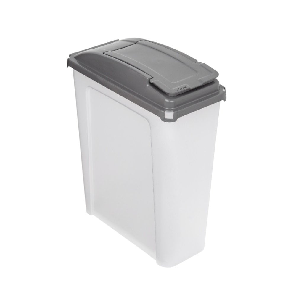 25 Litre Tall Slim Plastic Recycling Bin with Lid-Wham-Clear and Cool Grey-WM25RCS-Plastic Box Shop
