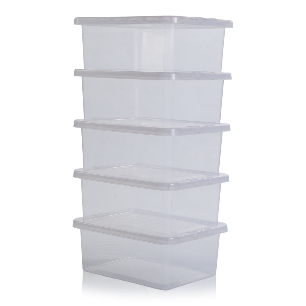 Wham Crystal Pack of 5 x 17L Plastic Storage Boxes with Lids-Wham-Plastic Box Shop