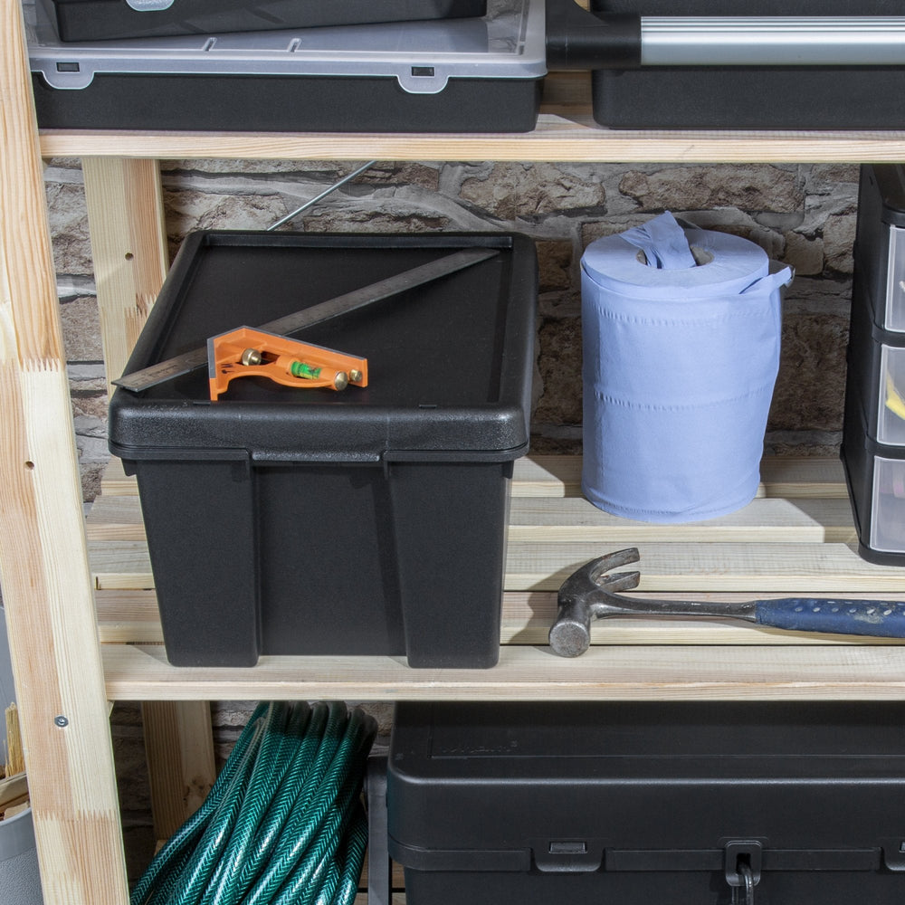 Wham Bam 16 Litre Heavy Duty Recycled Plastic Storage Box with Lid - Black-Wham-Plastic Box Shop