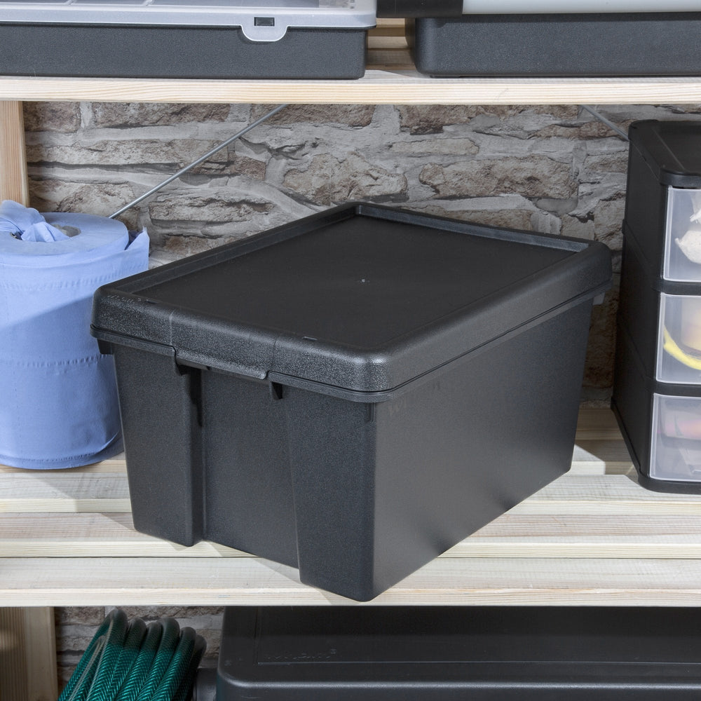 Wham Bam 16 Litre Heavy Duty Recycled Plastic Storage Box with Lid - Black-Wham-Plastic Box Shop