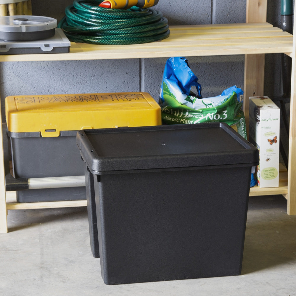 Wham Bam 24 Litre Heavy Duty Recycled Plastic Storage Box with Lid - Black-Wham-Plastic Box Shop