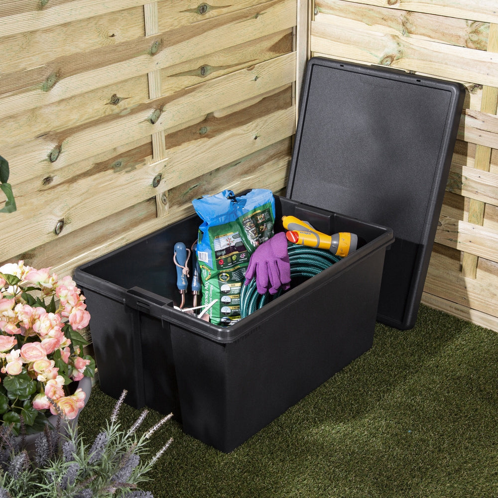 Wham Bam 96 Litre Heavy Duty Recycled Plastic Storage Box with Lid - Black-Wham-Plastic Box Shop