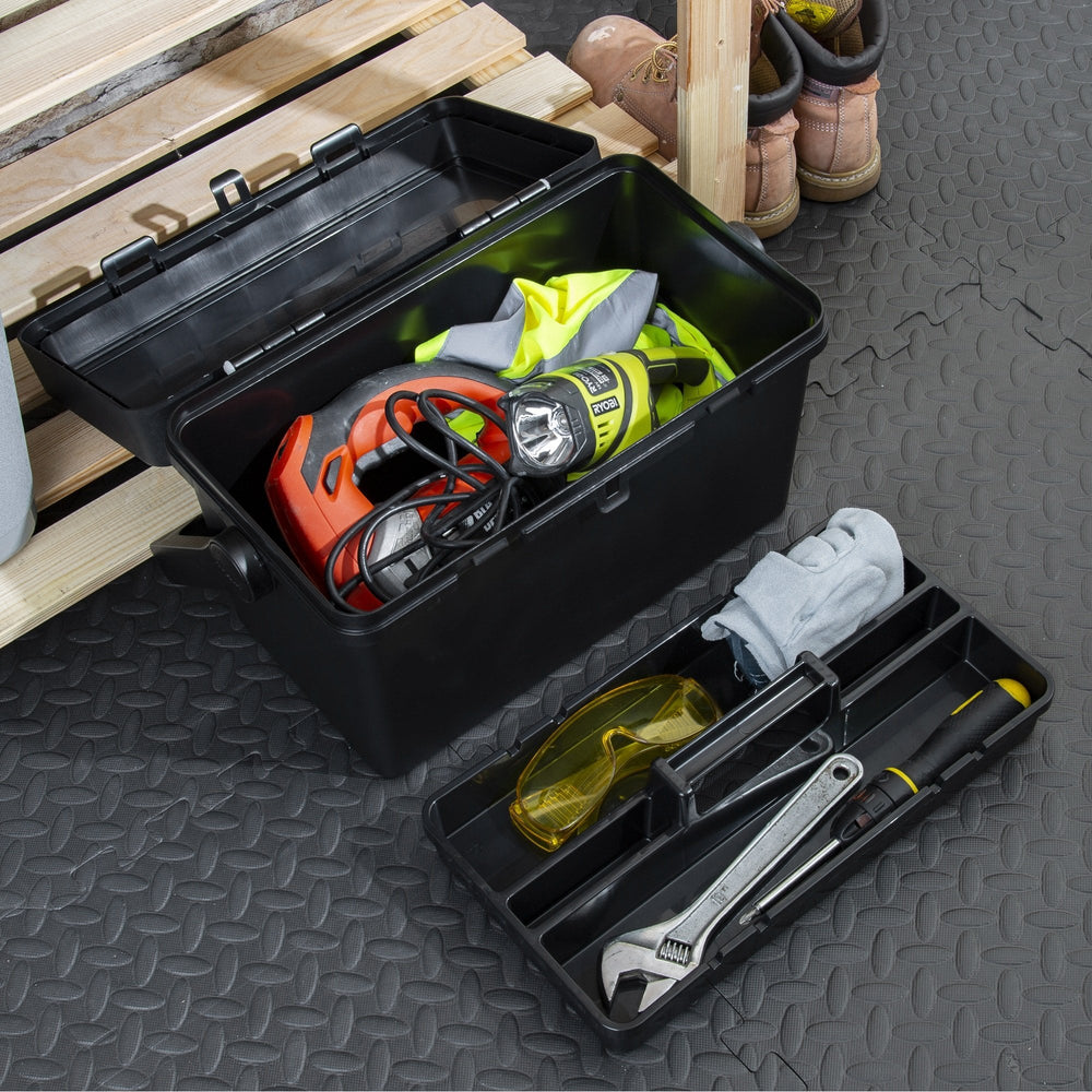 40cm Tool Box & Lid Recycled Black-Wham-Plastic Box Shop