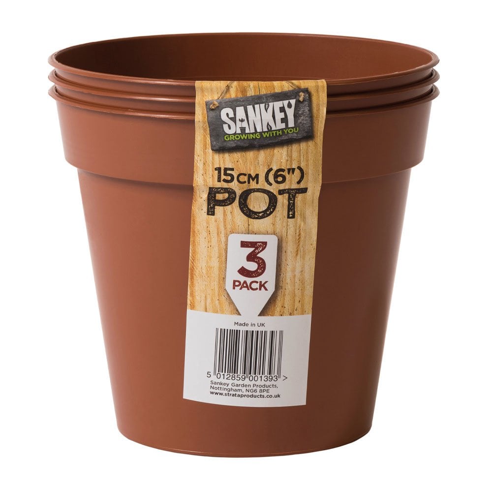 Pack of of 3 x 15cm Terracotta Grow Pots-Strata-Plastic Box Shop