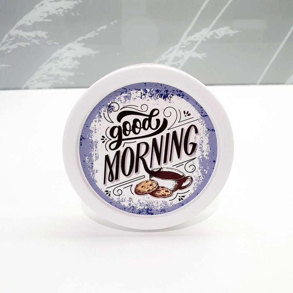 Set of 3 Airtight Round Food Storage Containers-Hobby Life-White 'Good Morning' Cookie-NWSB3TGM-Plastic Box Shop