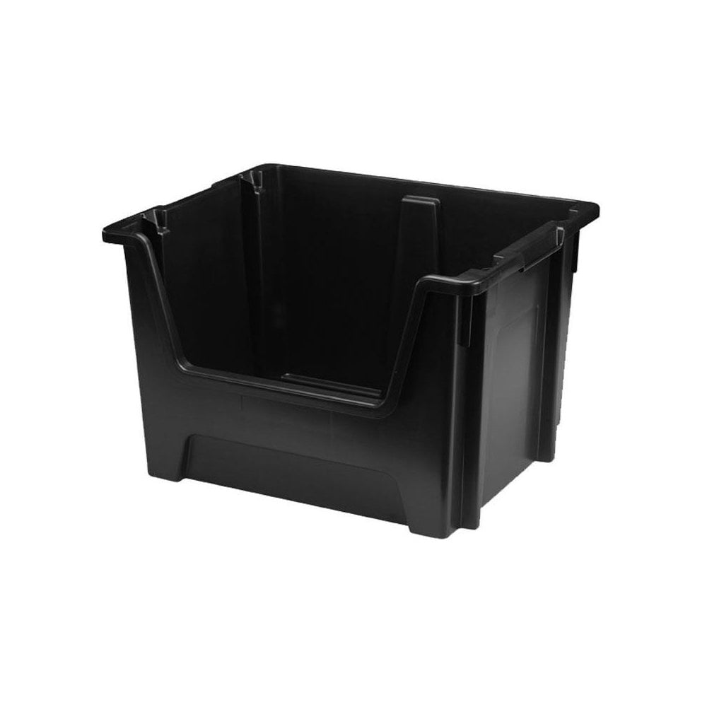 Pack of 4 - XSTORE Plastic Picking/Stacking Boxes-XL-Black-XLSTOREP4BK-Plastic Box Shop
