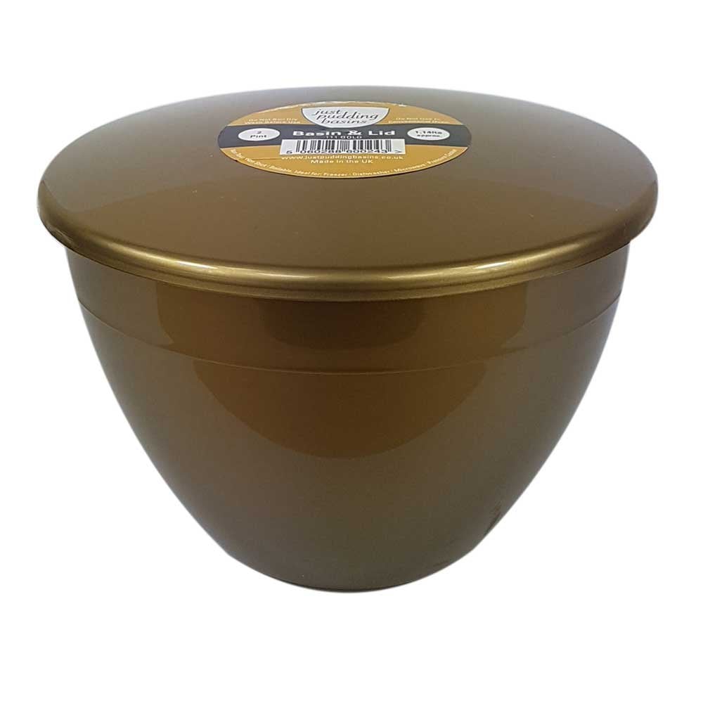2 Pint (1.14 Litre) Steamed Pudding Bowl with Lid-PBS-Gold-HP2PBG-Plastic Box Shop