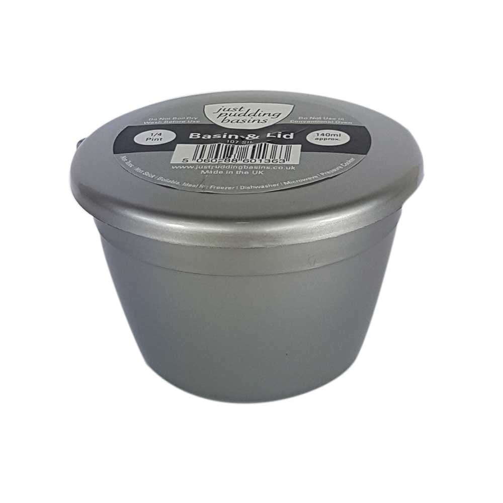 0.25 Pint (140ml) Steamed Pudding Bowl with Lid-PBS-Silver-HP0.25PBS-Plastic Box Shop