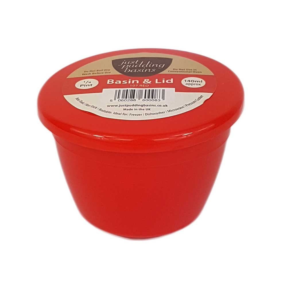 0.25 Pint (140ml) Steamed Pudding Bowl with Lid-PBS-Red-HP0.25PBR-Plastic Box Shop