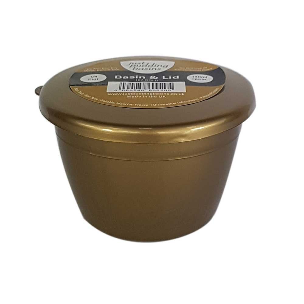 0.25 Pint (140ml) Steamed Pudding Bowl with Lid-PBS-Gold-HP0.25PBG-Plastic Box Shop