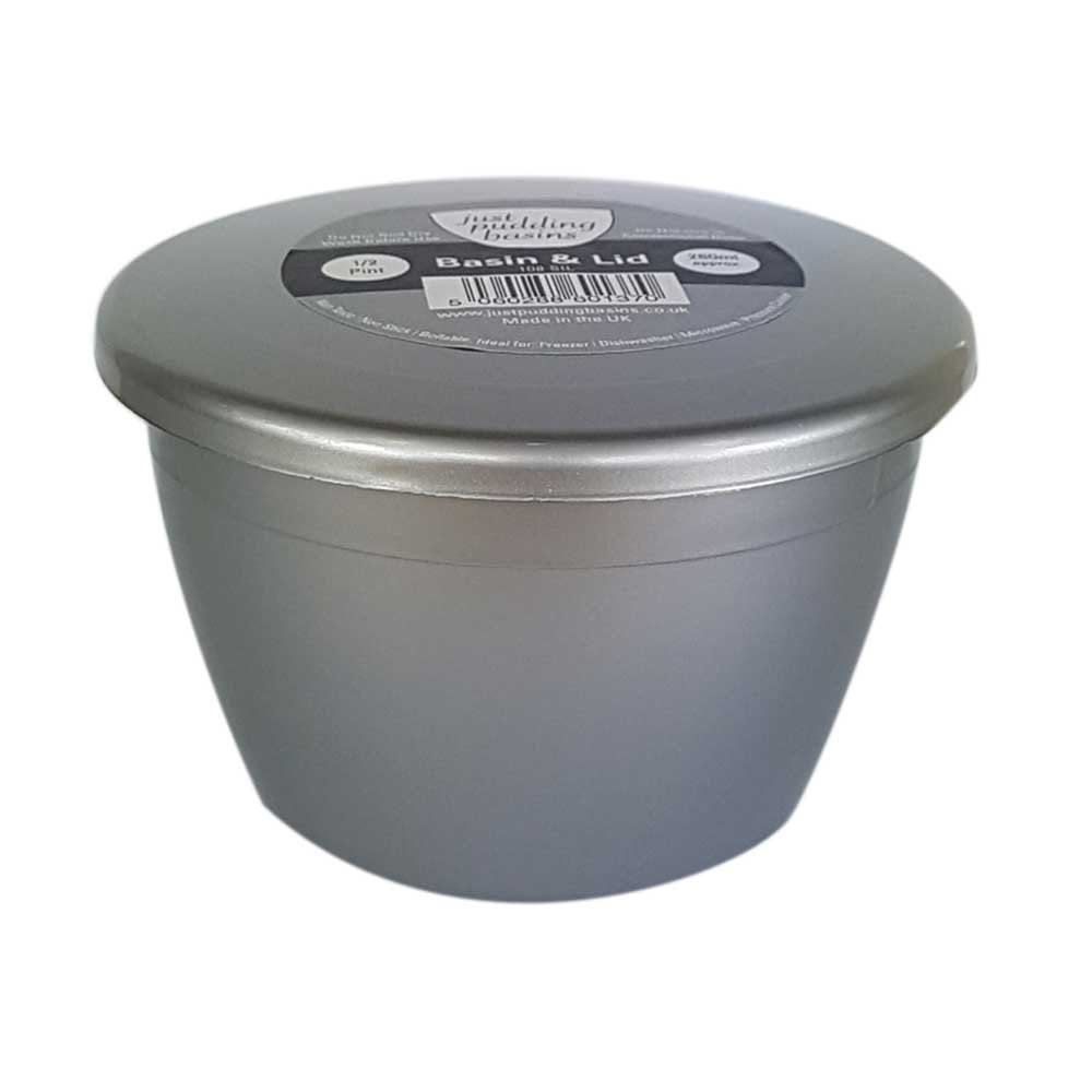0.5 Pint (280ml) Steamed Pudding Bowl with Lid-PBS-Silver-HP0.5PBS-Plastic Box Shop