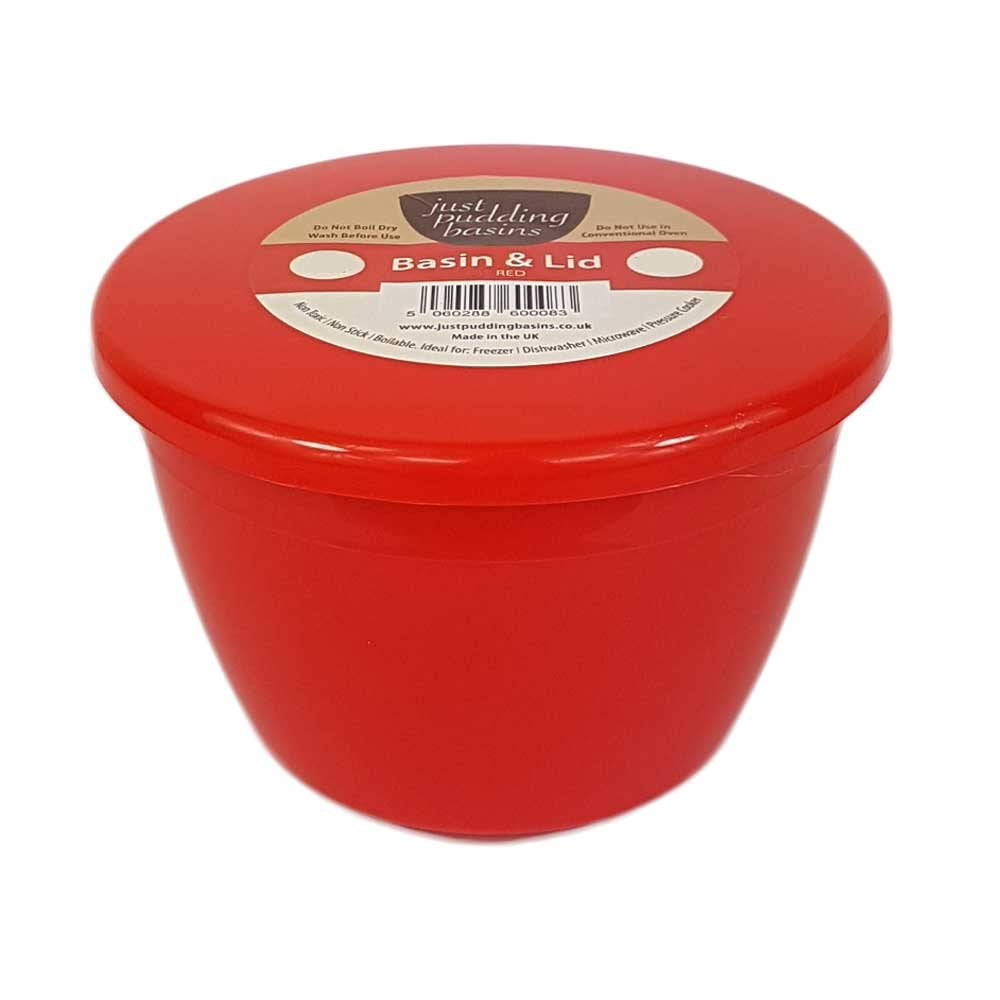 0.5 Pint (280ml) Steamed Pudding Bowl with Lid-PBS-Red-HP0.5PBR-Plastic Box Shop