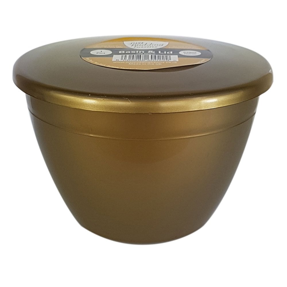 1 Pint (570ml) Steamed Pudding Bowl with Lid-PBS-Gold-HP1PBG-Plastic Box Shop