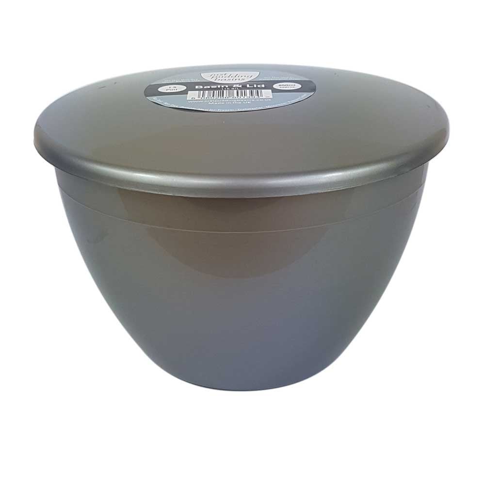 1.5 Pint (850ml) Steamed Pudding Bowl with Lid-PBS-Silver-HP1.5PBS-Plastic Box Shop