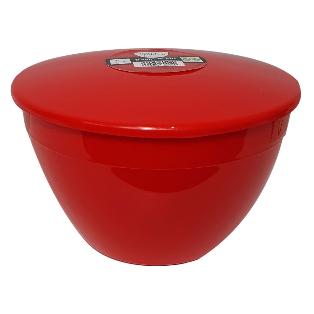 3 Pint (1.71 Litre) Steamed Pudding Bowl with Lid-PBS-Red-HP3PBR-Plastic Box Shop