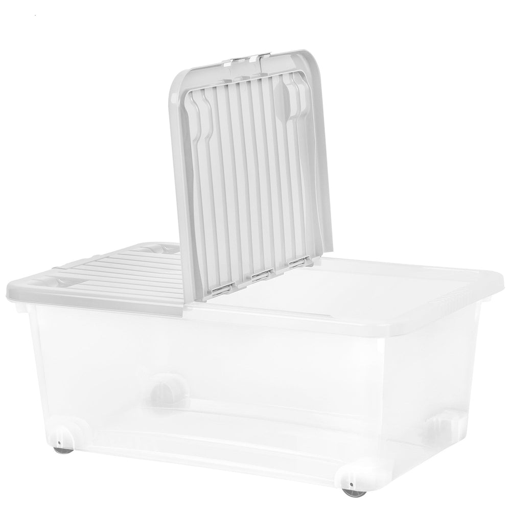 Pack of 3 x 45L Plastic Storage Boxes with Wheels and Folding Lids-Wham-Plastic Box Shop