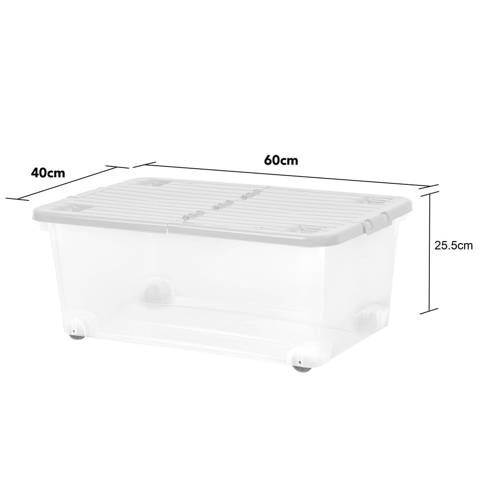 Pack of 3 x 45L Plastic Storage Boxes with Wheels and Folding Lids-Wham-Plastic Box Shop