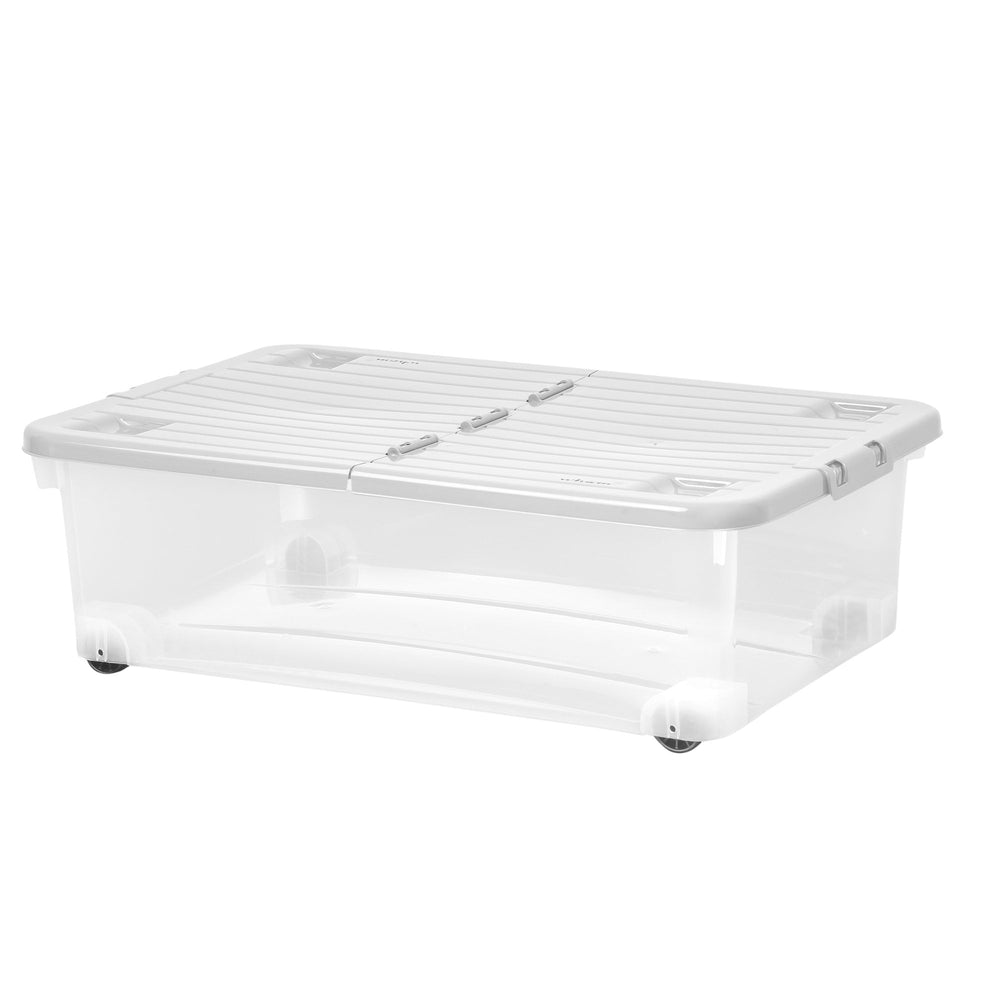 32 Litre Plastic Under Bed Storage Box With Wheels and Folding Lid-Wham-Plastic Box Shop