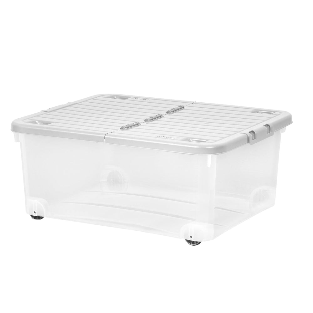 30 Litre Under Bed Plastic Box with Wheels and Folding Lid-Wham-Plastic Box Shop