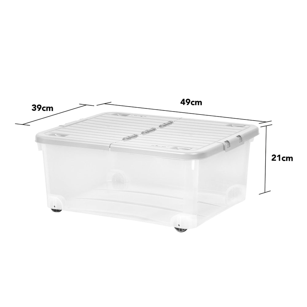 30 Litre Under Bed Plastic Box with Wheels and Folding Lid-Wham-Plastic Box Shop