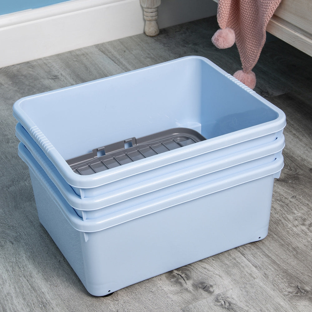 30 Litre Under Bed Plastic Box with Wheels and Folding Lid-Wham-Plastic Box Shop