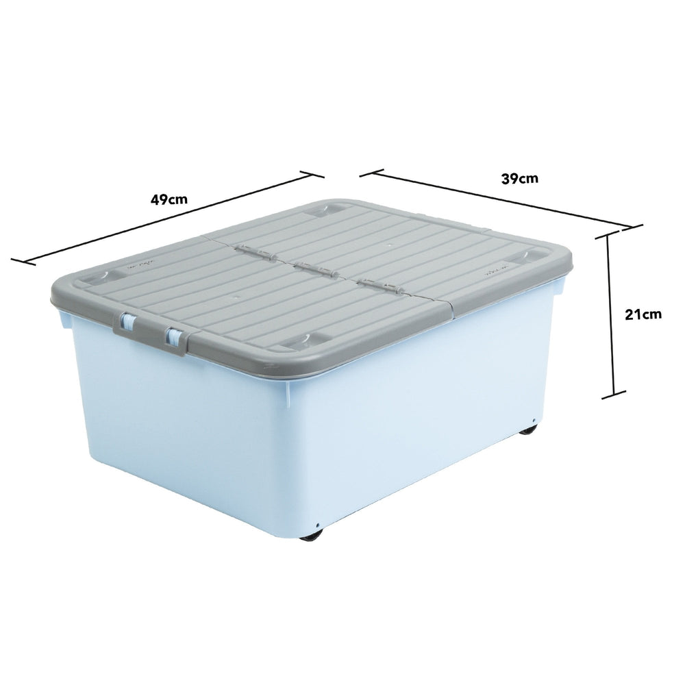 30 Litre Under Bed Plastic Box with Wheels and Folding Lid-Wham-Plastic Box Shop