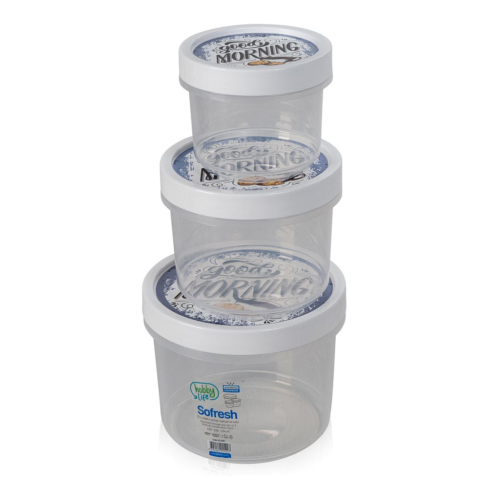 Set of 3 Shallow Round Food Storage Containers-Hobby Life-Plastic Box Shop
