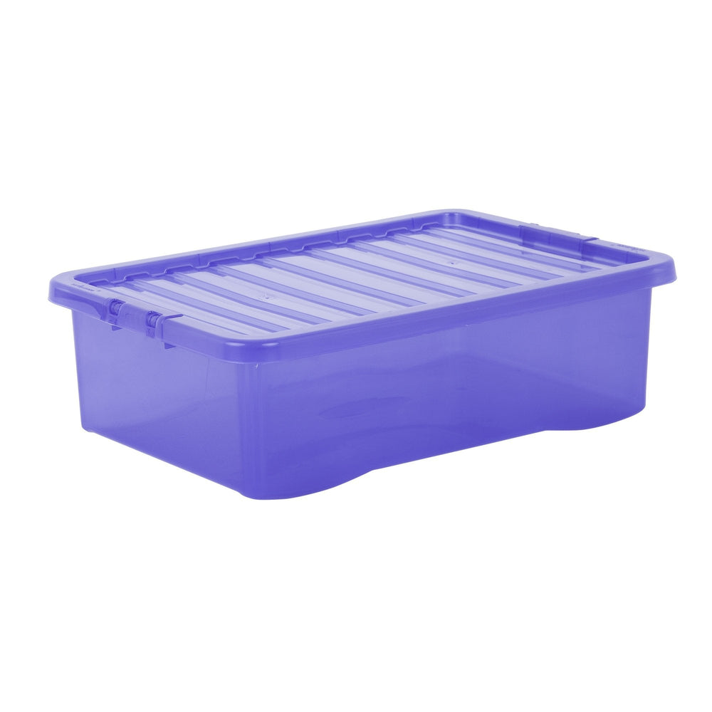 Wham Crystal Pack of 5 x 32L Underbed Plastic Storage Boxes with Lids-Wham-Spectrum Blue-WM32P5SB-Plastic Box Shop