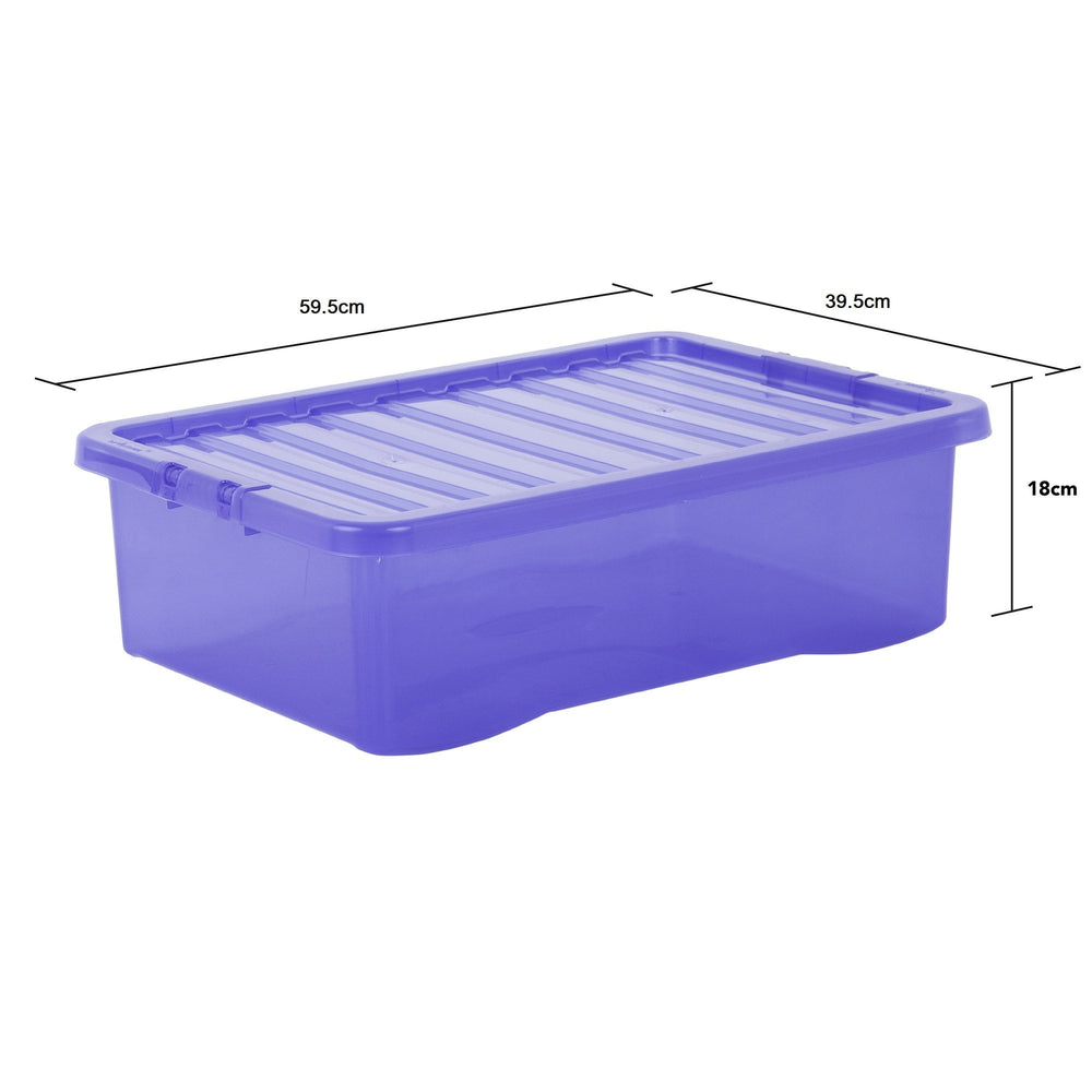 Wham Crystal Pack of 5 x 32L Underbed Plastic Storage Boxes with Lids-Wham-Plastic Box Shop