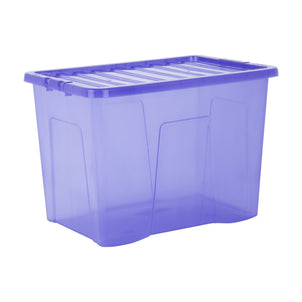 Wham Crystal Pack of 3 x 80L Plastic Storage Boxes with Lids-Wham-Spectrum Blue-WM80P3SB-Plastic Box Shop