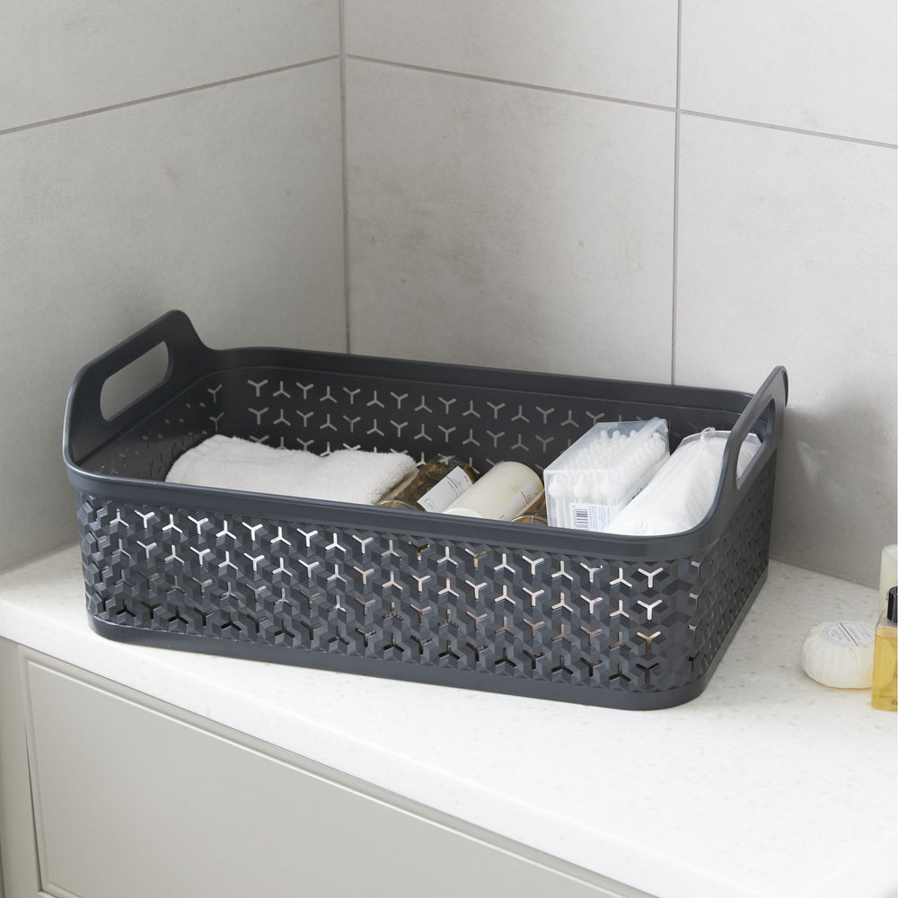 Shallow Urban Style Plastic Storage Basket with Lid – Strata-Strata-Plastic Box Shop