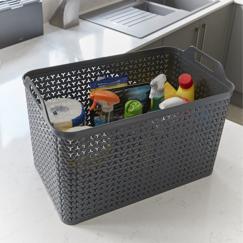 Extra Large Urban Style Plastic Storage Basket with Lid-Strata-Plastic Box Shop