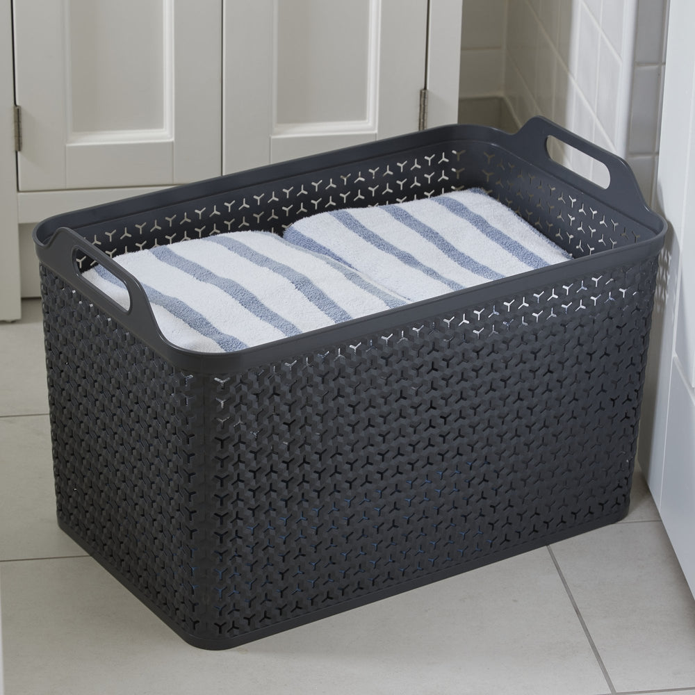 Extra Large Urban Style Plastic Storage Basket with Lid-Strata-Plastic Box Shop