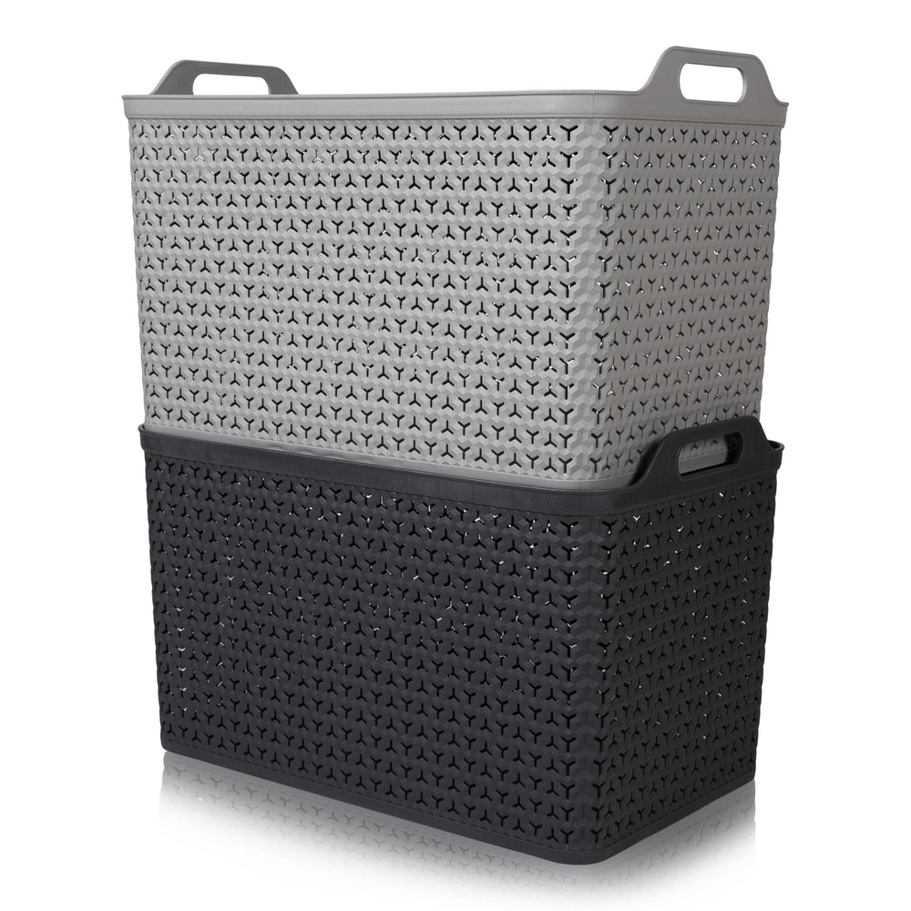 Extra Large Urban Style Plastic Storage Basket with Lid-Strata-Plastic Box Shop