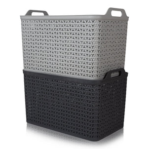 Extra Large Urban Style Plastic Storage Basket with Lid-Strata-Plastic Box Shop