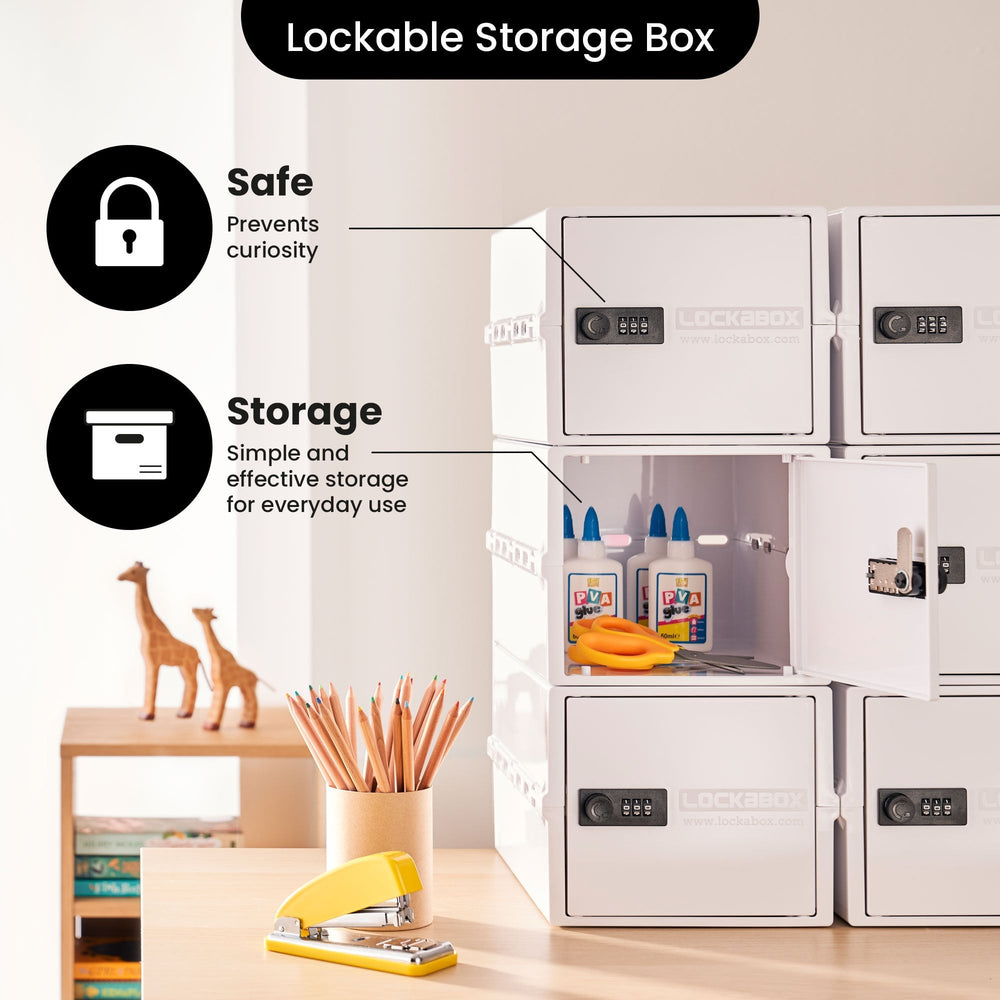 10.5 Litre One Secure Storage Box – Opal White – Lockabox-Lockabox®-Plastic Box Shop