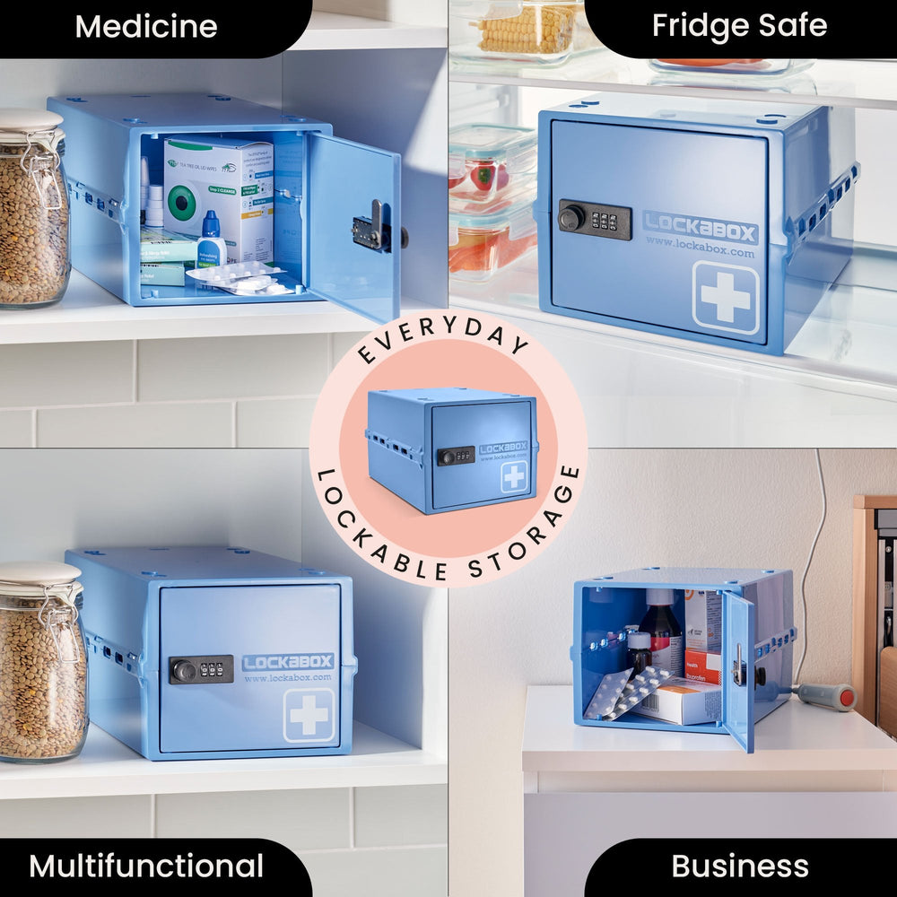10.5 Litre One Medi Secure Storage Box – Blue – Lockabox-Lockabox®-Plastic Box Shop