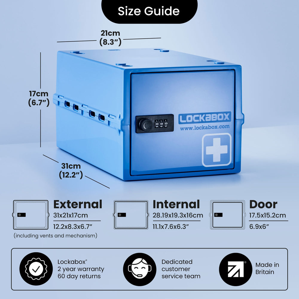 10.5 Litre One Medi Secure Storage Box – Blue – Lockabox-Lockabox®-Plastic Box Shop