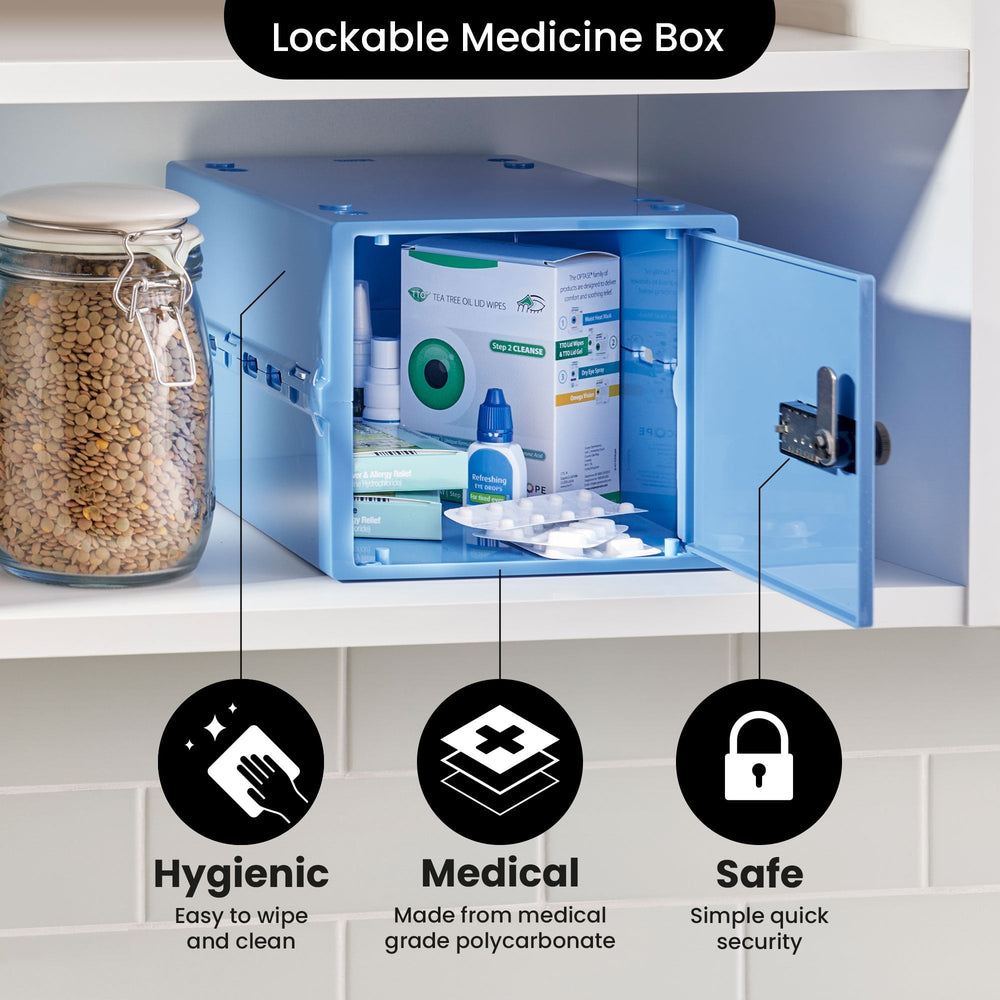 10.5 Litre One Medi Secure Storage Box – Blue – Lockabox-Lockabox®-Plastic Box Shop