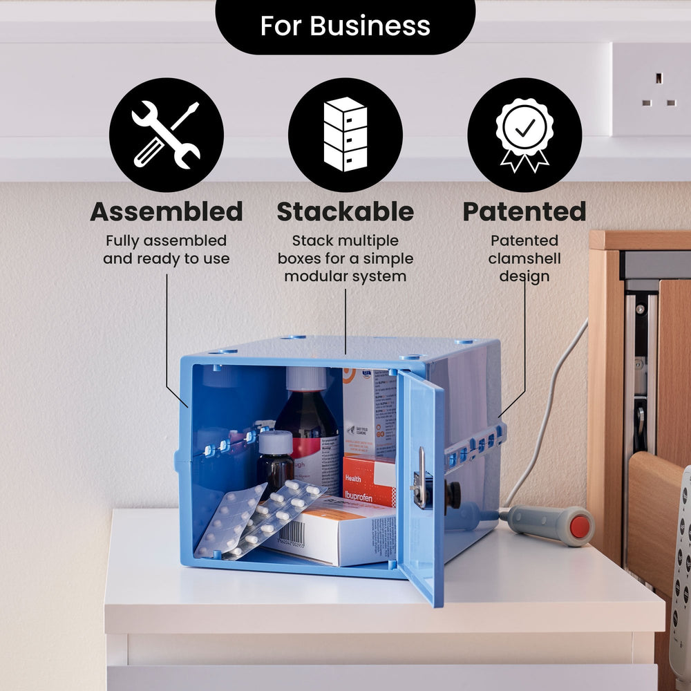 10.5 Litre One Medi Secure Storage Box – Blue – Lockabox-Lockabox®-Plastic Box Shop