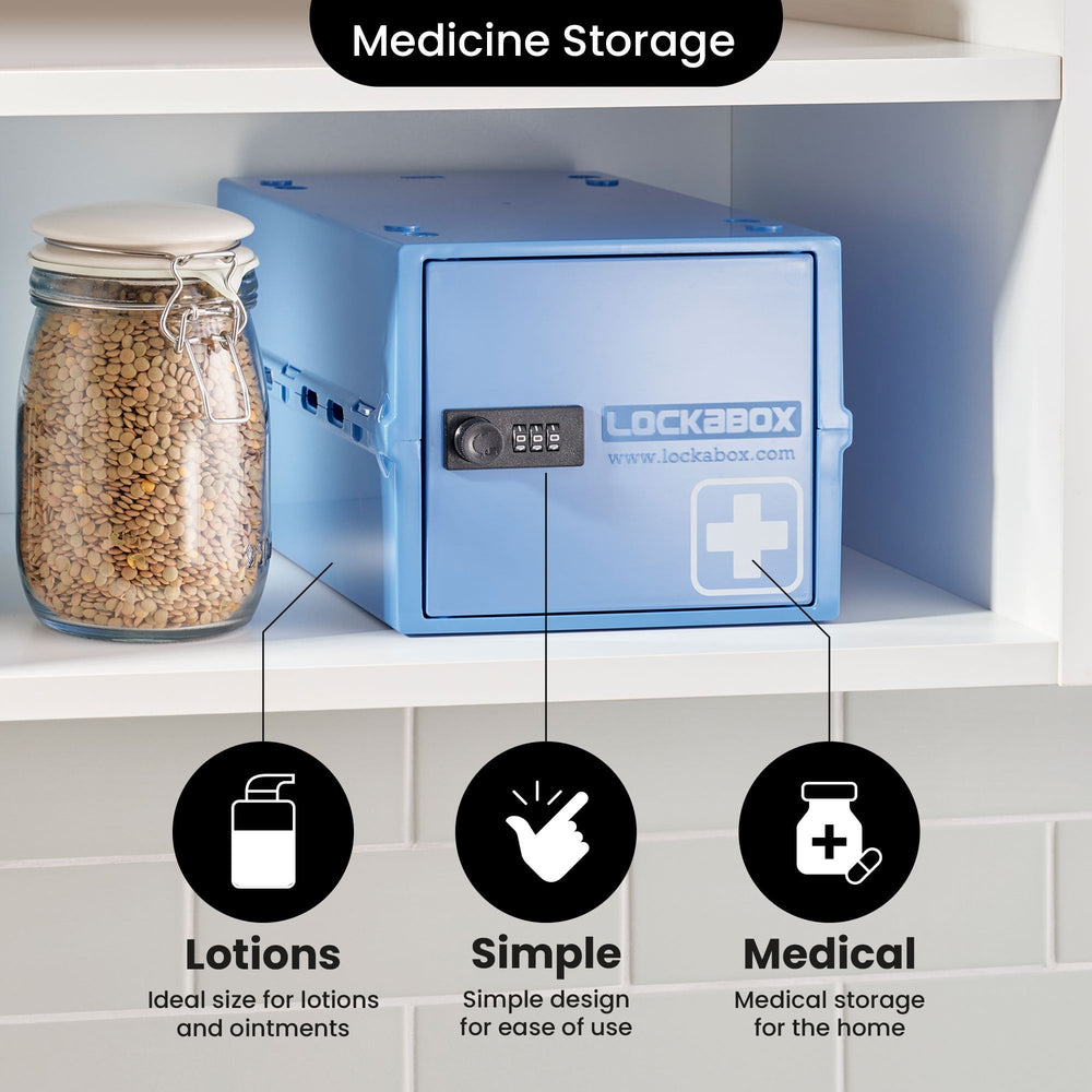 10.5 Litre One Medi Secure Storage Box – Blue – Lockabox-Lockabox®-Plastic Box Shop