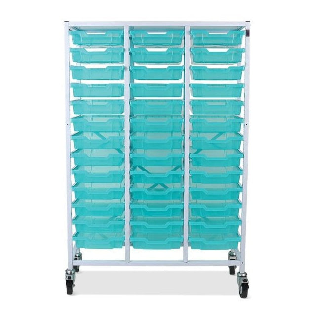 Treble Column Medical Trolley Set with Antimicrobial Protection-Gratnells-Kiwi tint-GRAMSET352541KT-Plastic Box Shop