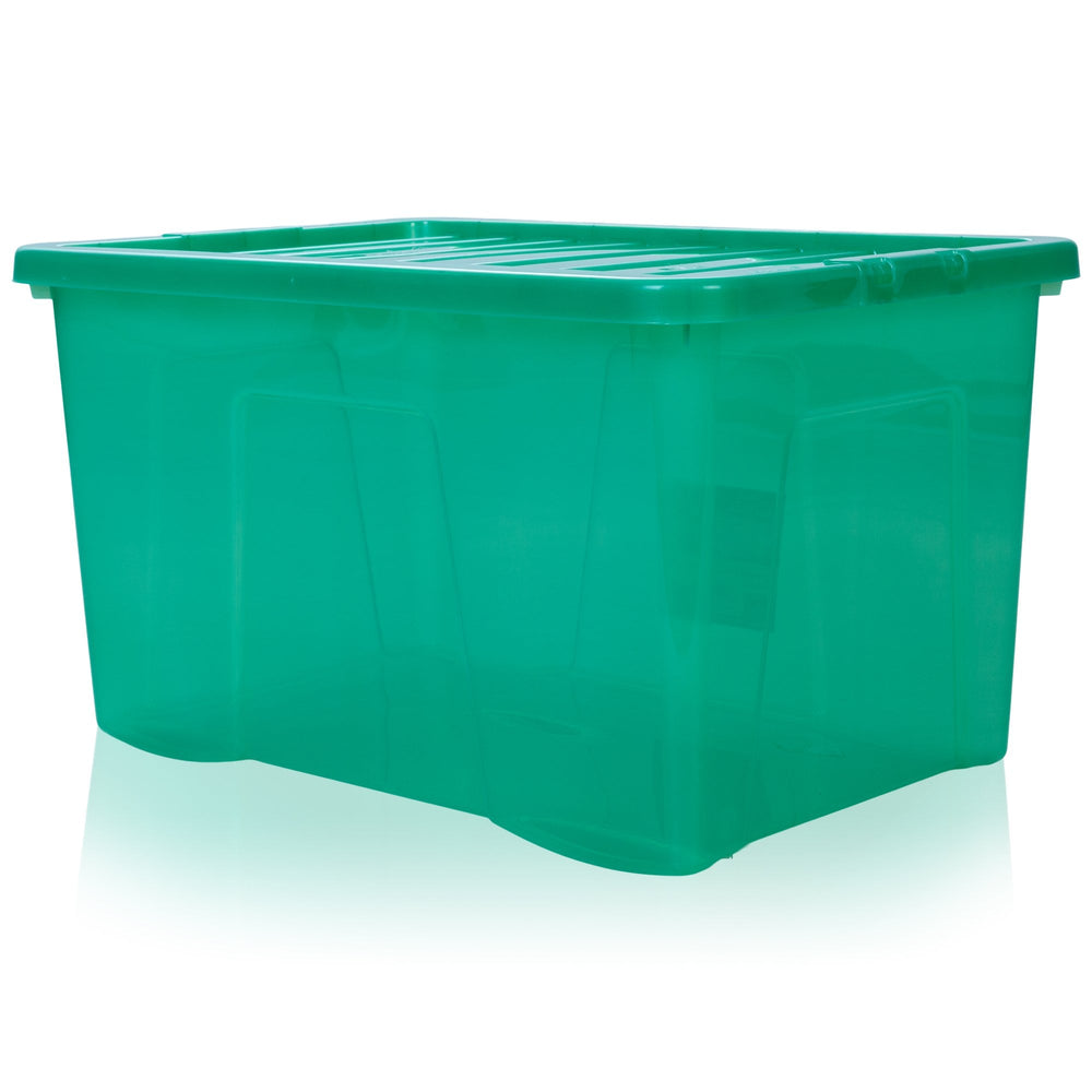 Wham Crystal Pack of 5 x 60L Large Plastic Storage Boxes with Lids-Wham-Leprechaun Green-WM60P5LG-Plastic Box Shop