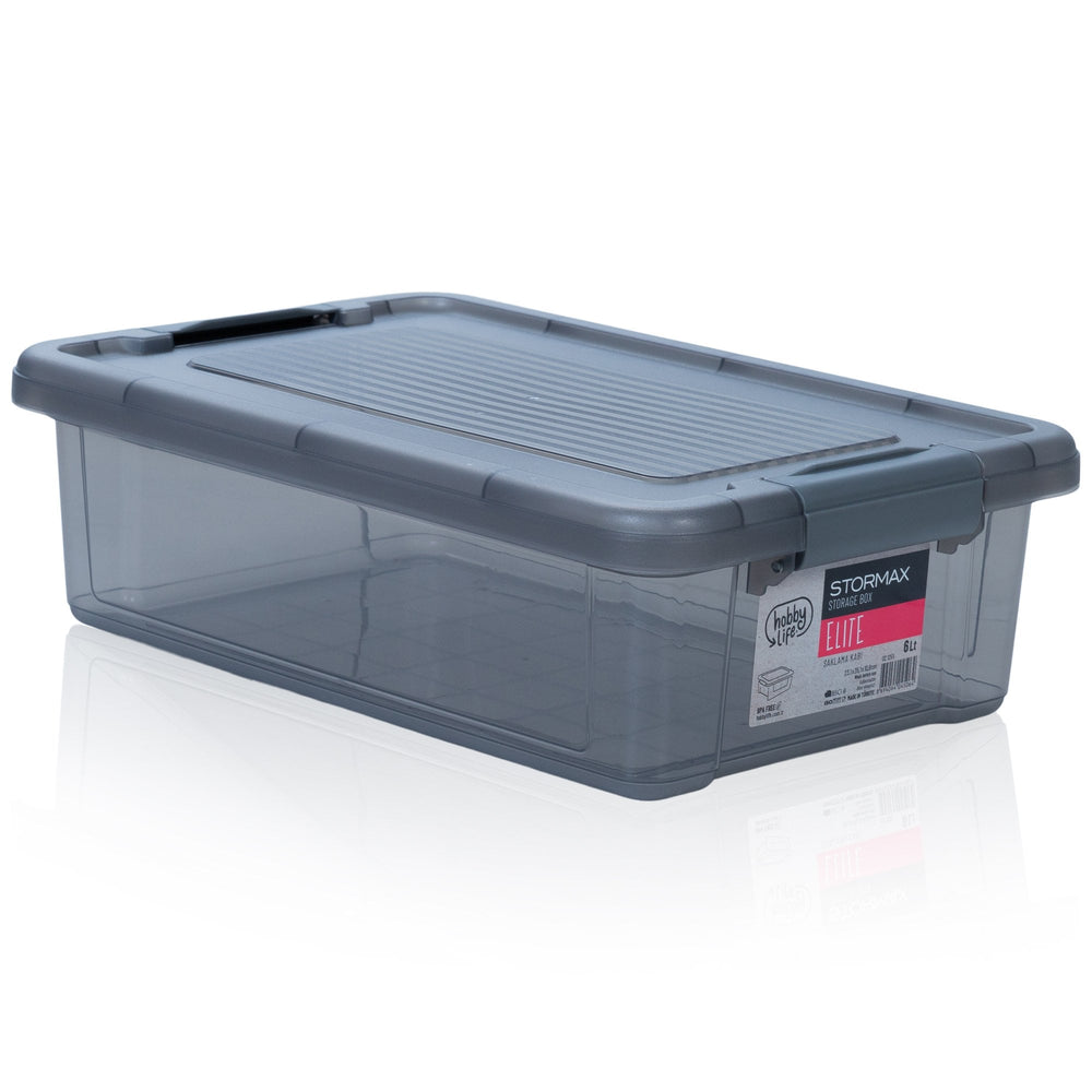 6 Litre Dark Grey Plastic Storage Box with Clip Lid – Stormax Elite-Hobby Life-Plastic Box Shop