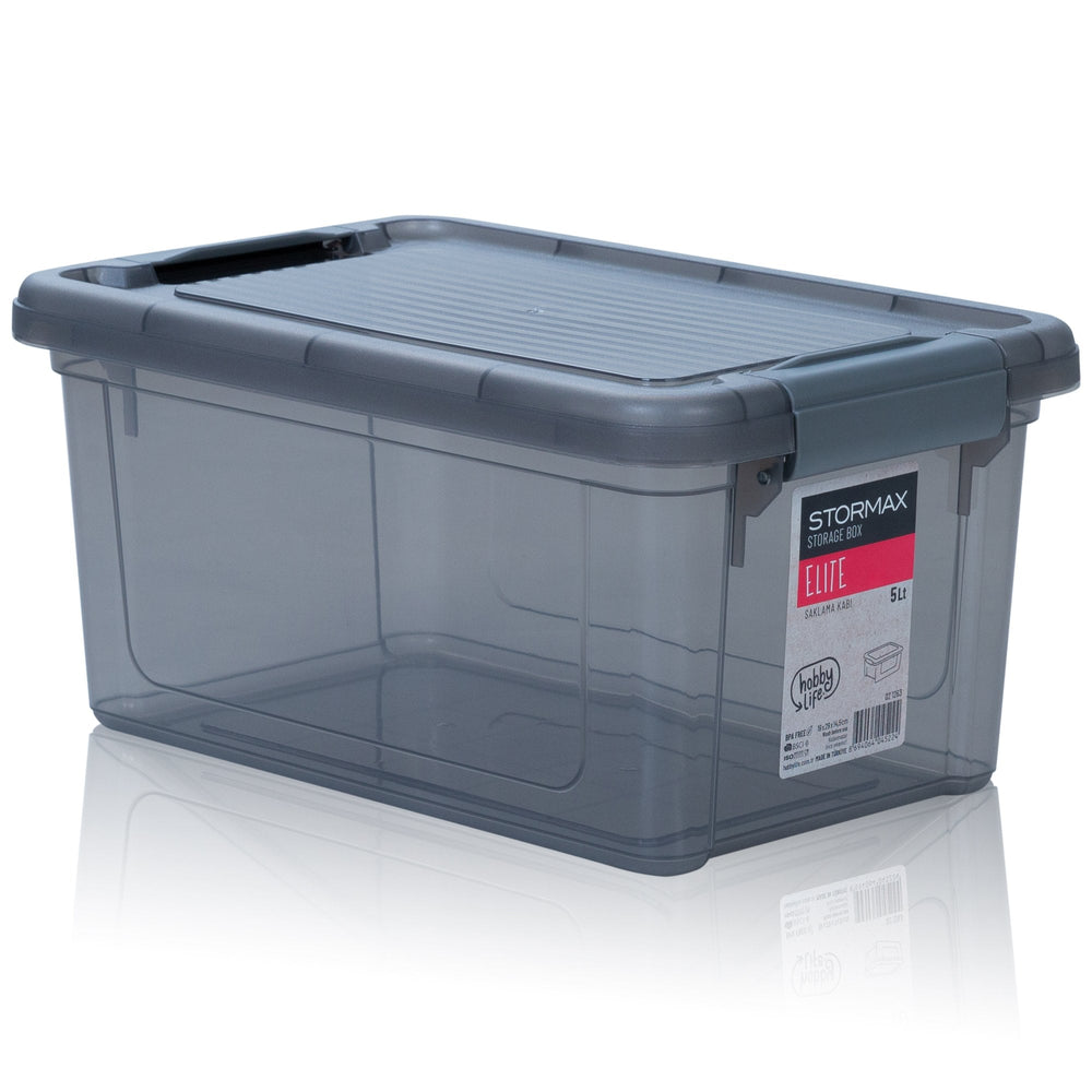 5 Litre Dark Grey Plastic Storage Box with Clip Lid – Stormax Elite-Hobby Life-Plastic Box Shop