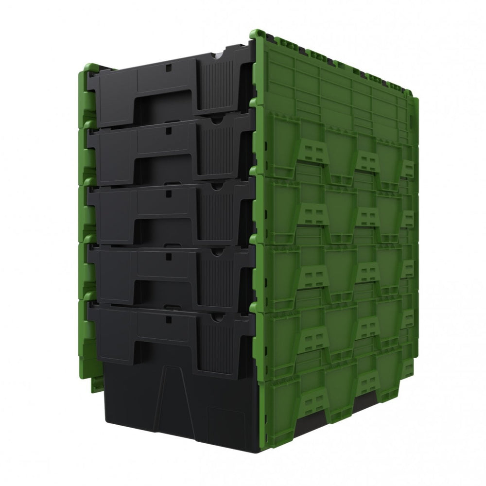 Pack of 4 x 44L Attached Lid ALC Containers (250mm high)-LH-Plastic Box Shop