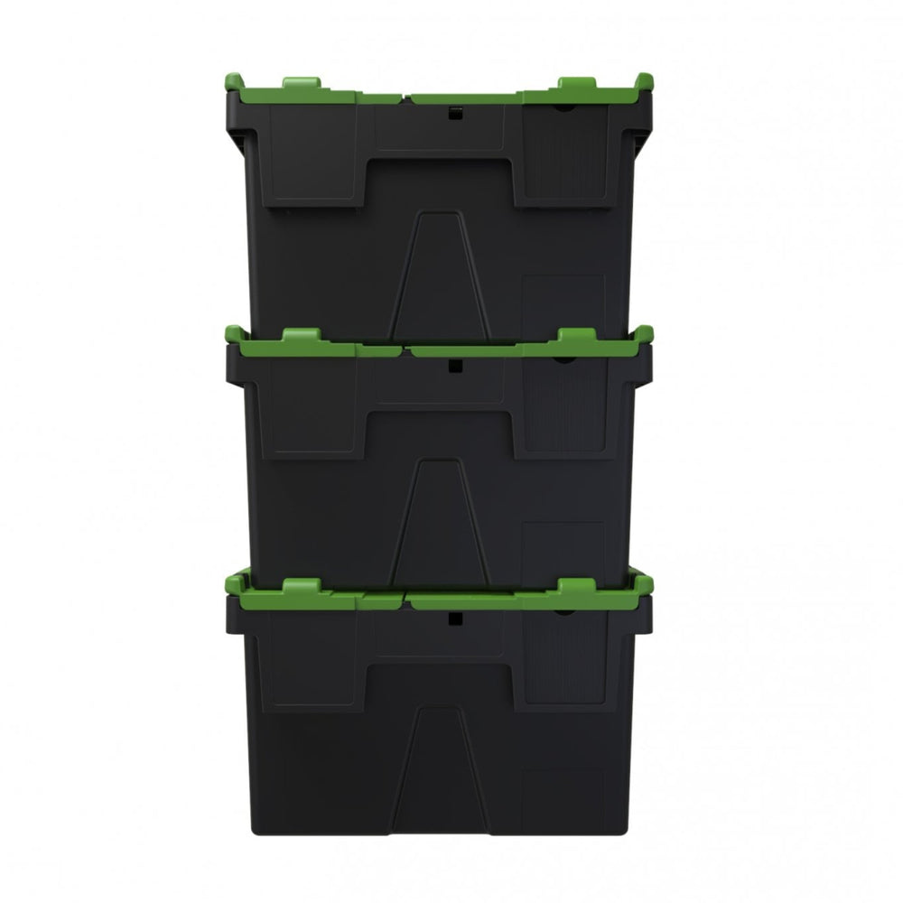 Pack of 4 x 44L Attached Lid ALC Containers (250mm high)-LH-Plastic Box Shop