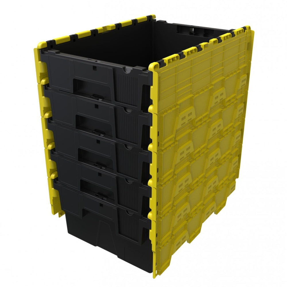 Pack of 4 x 44L Attached Lid ALC Containers (250mm high)-LH-Plastic Box Shop